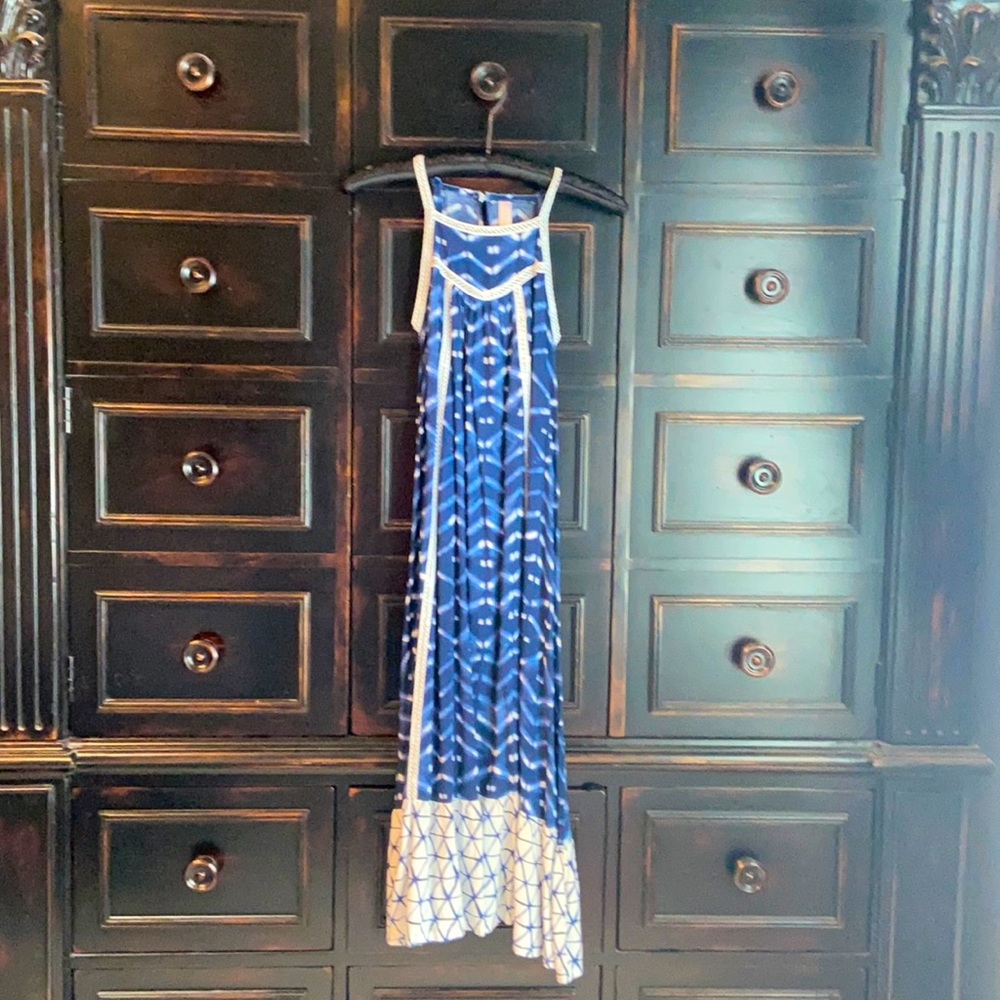 Navy blue and white tie dye midi dress for girls size large